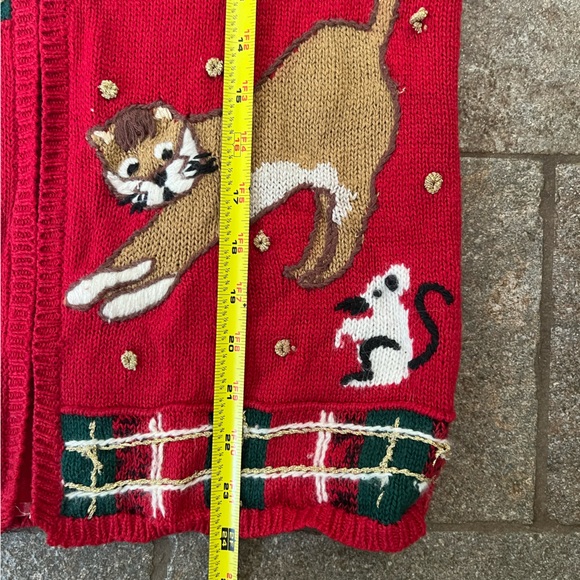 - Vintage 90’s Christmas Kitty Cat Ugly Sweater Vest - size M - Picture 3 of 13